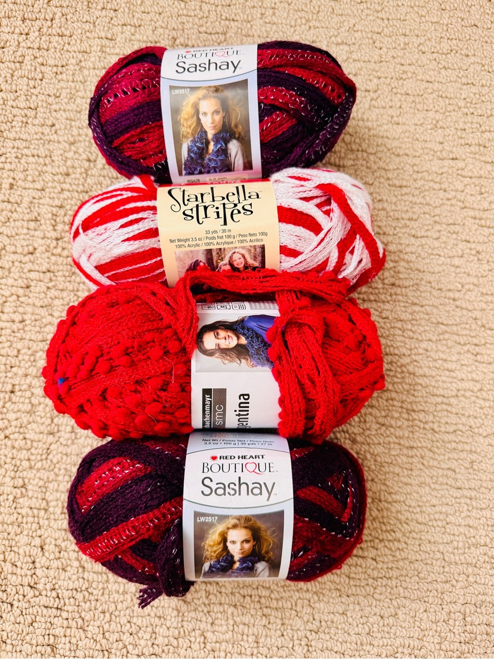 Starbella Stripes and Boutique Sashay Lacy Lot - Red yarn